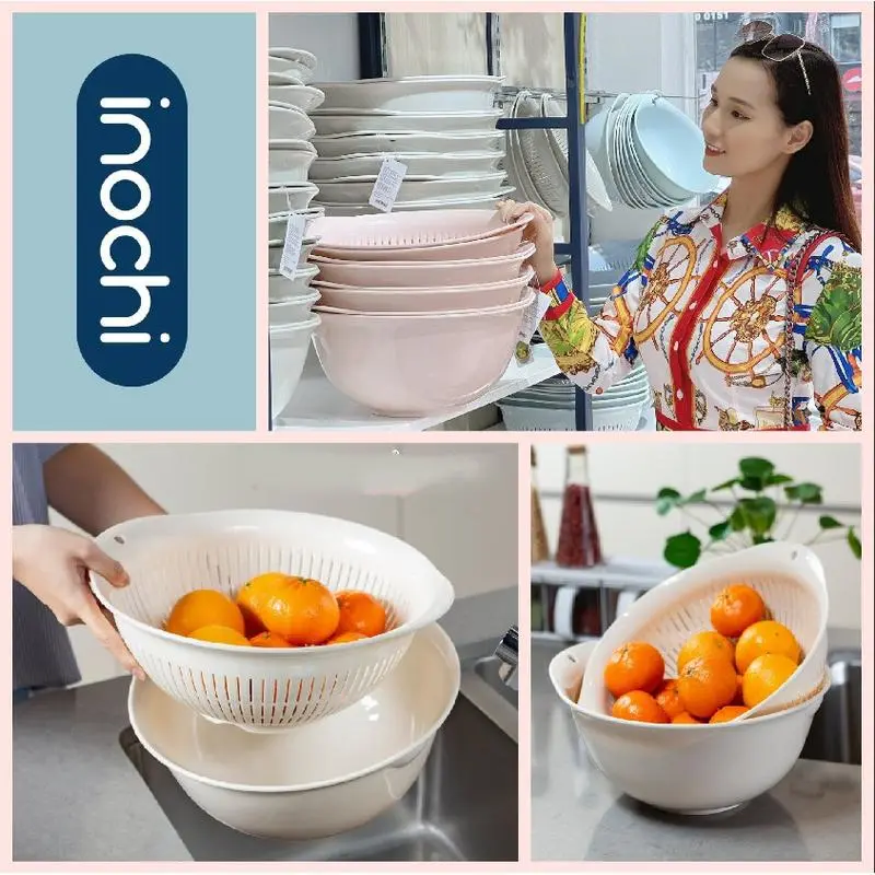 [INOCHI] Thau rổ nhựa cao cấp Yoko Inochi Nhật Bản loại lớn cao cấp chắc chắn sang trọng 2