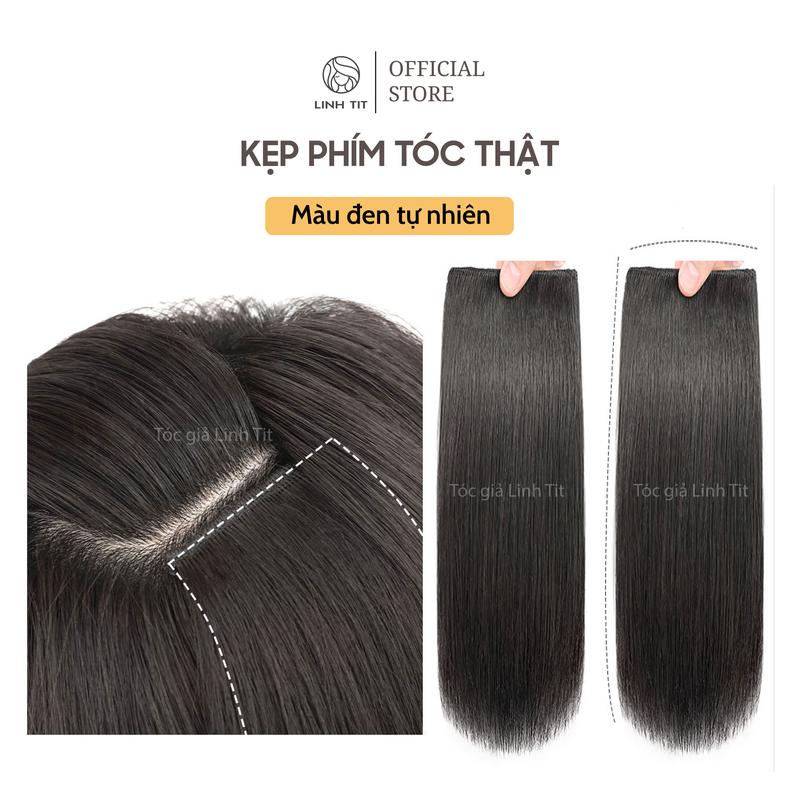 ( Giá 1 phím ) 45CM KẸP TÓC PHÍM CHẤT LIỆU TÓC THẬT MÀU ĐEN TƯ NHIÊN ĐỘ DÀI 45CM [ TÓC GIẢ LINH TIT ]