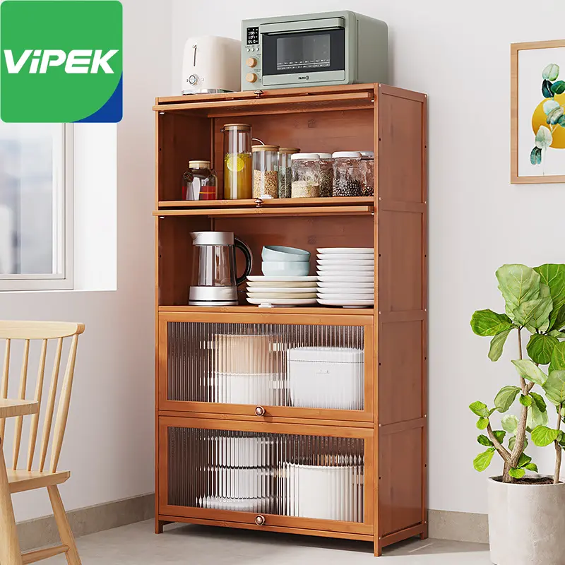 Vipek ตู้กับข้าว ตู้วางของ ตู้ไม้ ครัวตู้กับข้าวพร้อมประตูตู้ ชั้นวางของในครัว