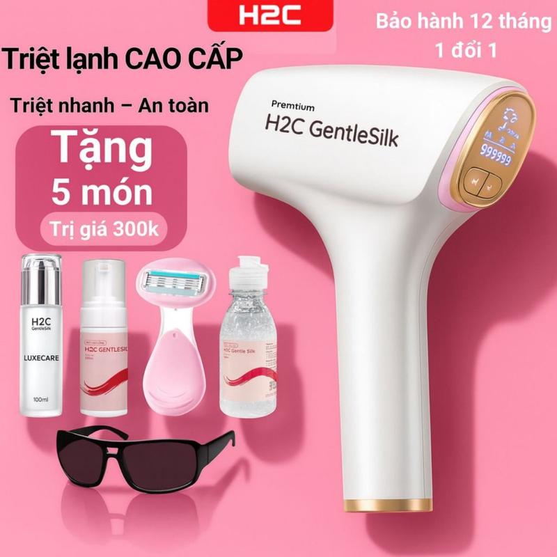 Máy triệt lông lạnh mini cao cấp 9 cấp độ công nghệ IPL đèn thạch anh H2C Gentlesilk phiên bản cao cấp nhất mức độ S