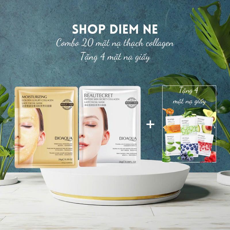 [Combo 20 miếng tặng 4 mặt nạ giấy] mặt nạ thạch thuỷ tinh Collagen Bioaqua dưỡng da, cấp ẩm Nữ Skincare