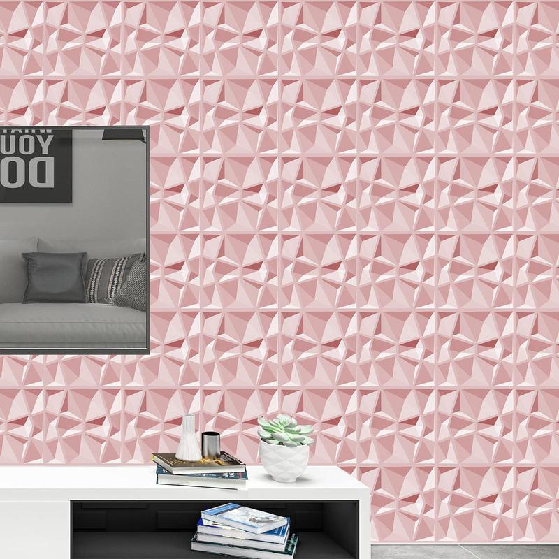 Geometric Pattern Wall Panel with Tape, 12/20/30pcs Waterproof 3D Wall Decor Diamond Panel, Durable Wall Decor for Living Room & Bedroom 7