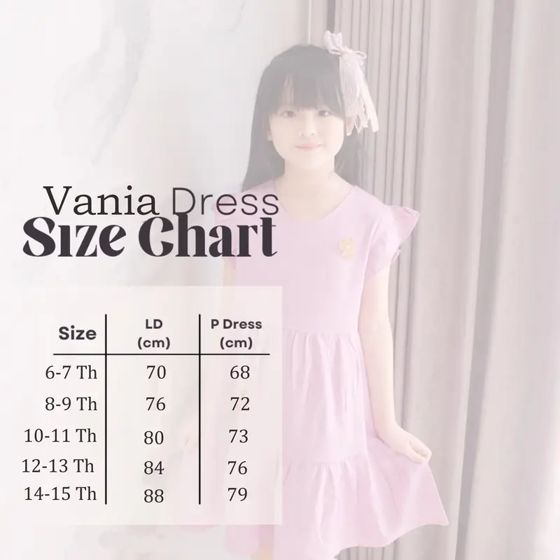BISA COD Vania Dress Anak Perempuan Rayon Polos 6-15 Tahun 3