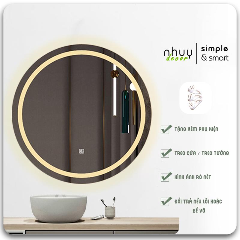 Gương trang điểm đèn led cảm ứng treo bàn trang điểm, treo nhà Tắm, gương treo tường nút cảm ứng tắt mở