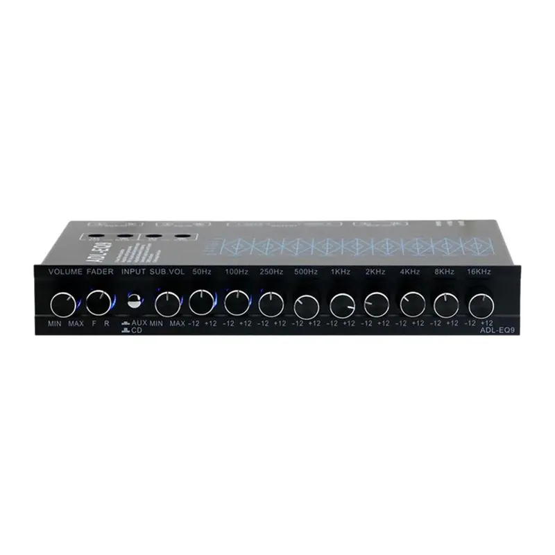 9 Band Equalizer Car Audio Equalizer Metal Subwoofer Output Front Rear + sub Output 7
