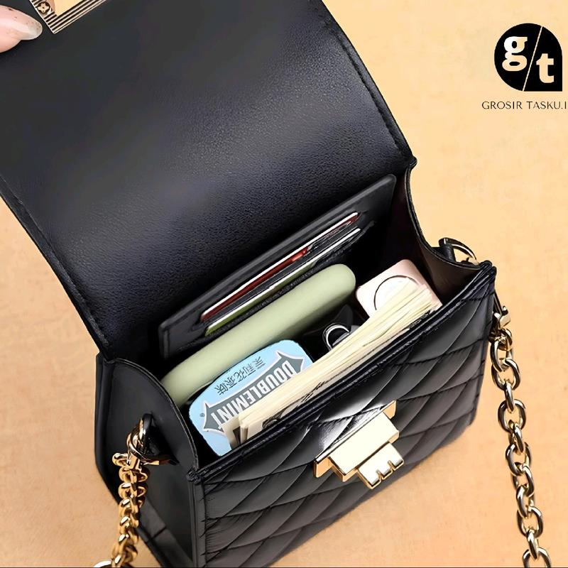 TAS GROSIR VIRAL - TAS hp wanita bordir / Tas selempang wanita mini / Tas wanita premium mini murah Kulit PU Navy Hijau Army Hitam 4