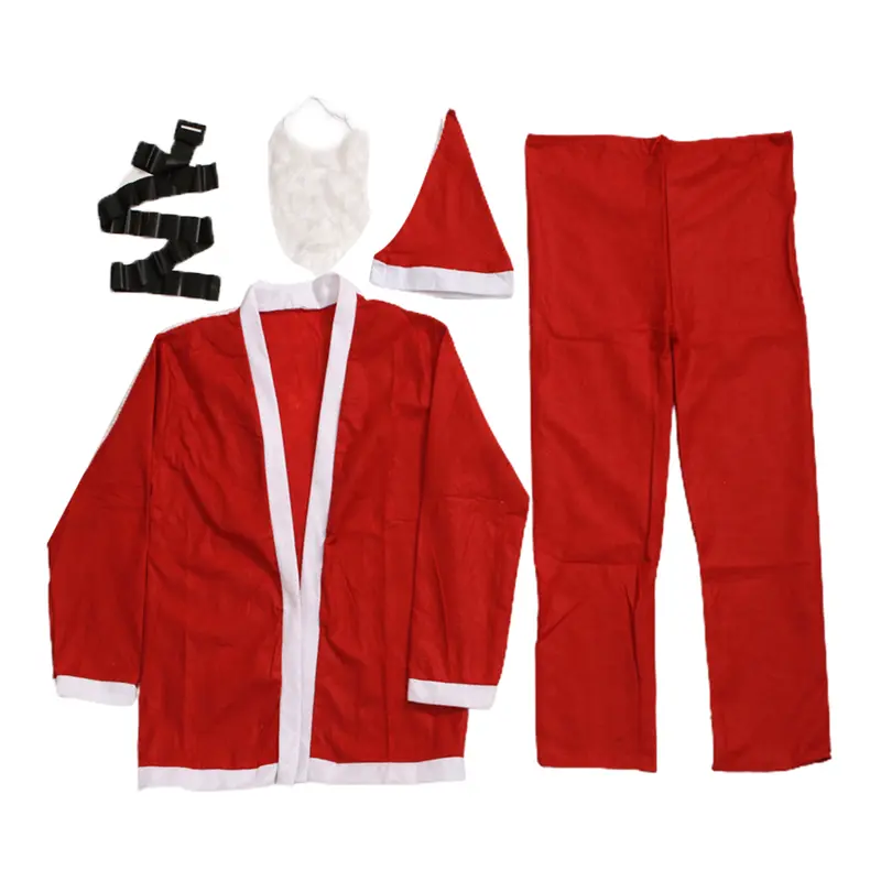 1 Bộ Mũ Giáng Sinh, Áo, Quần, Áo Cardigan Dày, Màu Tương Phản Lễ Hội, Gấu Giả, Quần Áo Ông Già Noel Cho Cosplay 4