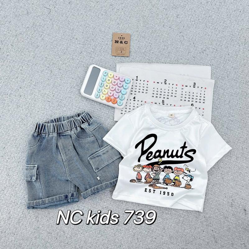 [Shin Kids] Bộ Áo Cotton Vải Cá Sấu Quần Jean Mềm In Hình Trước và Sau Dành Cho Bé Dưới 1m25 (8-27kg).739