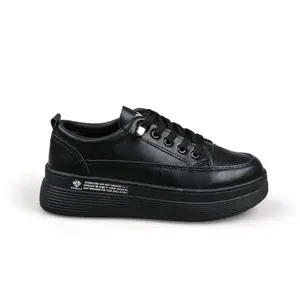 Sepatu Sneakers Anak SMA Wanita Hitam Sol Garis Sepatu Sekolah Warna Hitam Sepatu Kasual Casual Fashion Korean Style Round Toe Shoes