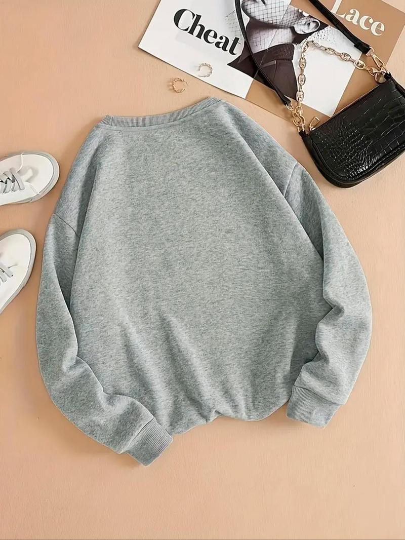 Product Introduction of Women's Tiger & Letter Print Round Neck Sweatshirt, Casual Long Sleeve Crew Neck Pullover for Daily Wear, Ladies Clothes for All Seasons 2