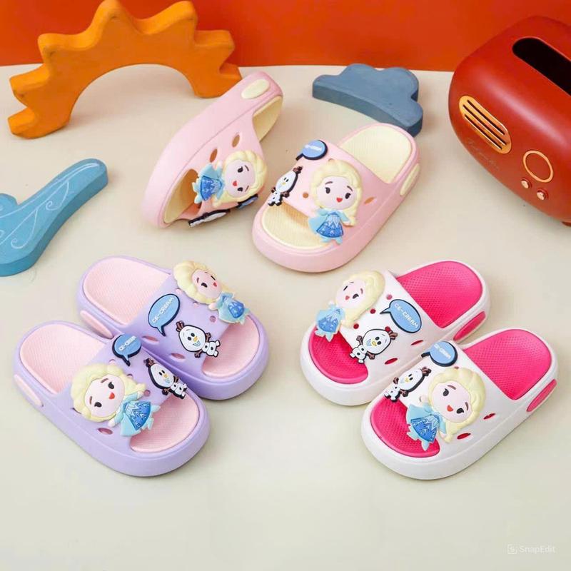 Dép bánh mì bé gái đế cao 2.5cm siêu nhẹ họa tiết công chúa dễ thương ( A01 công chúa) Sandal Len