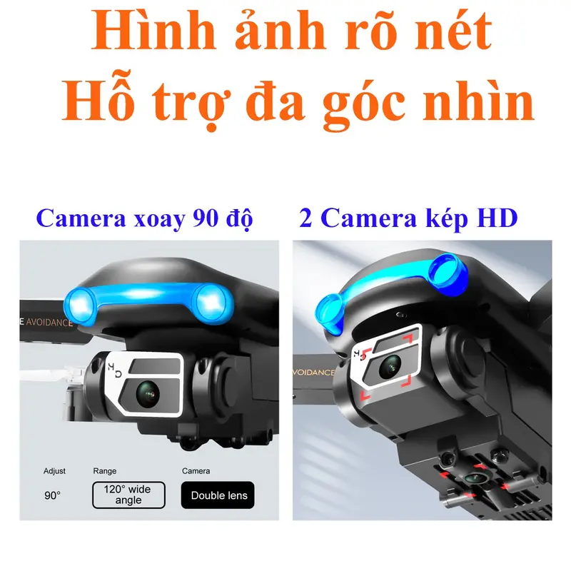Drone Flycam S98 2 camera kép HD, cảm biến chống va chạm 4 hướng - Fly cam mini giá rẻ pin 1800mAh nhào lộn trên không 4