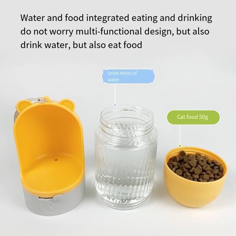 Product Introduction of Portable Pet Water Bottle, Pet Drinking Cup with Food Storage Container, Outdoor Pet Water Bottle, Dog & Cat Accessories 3