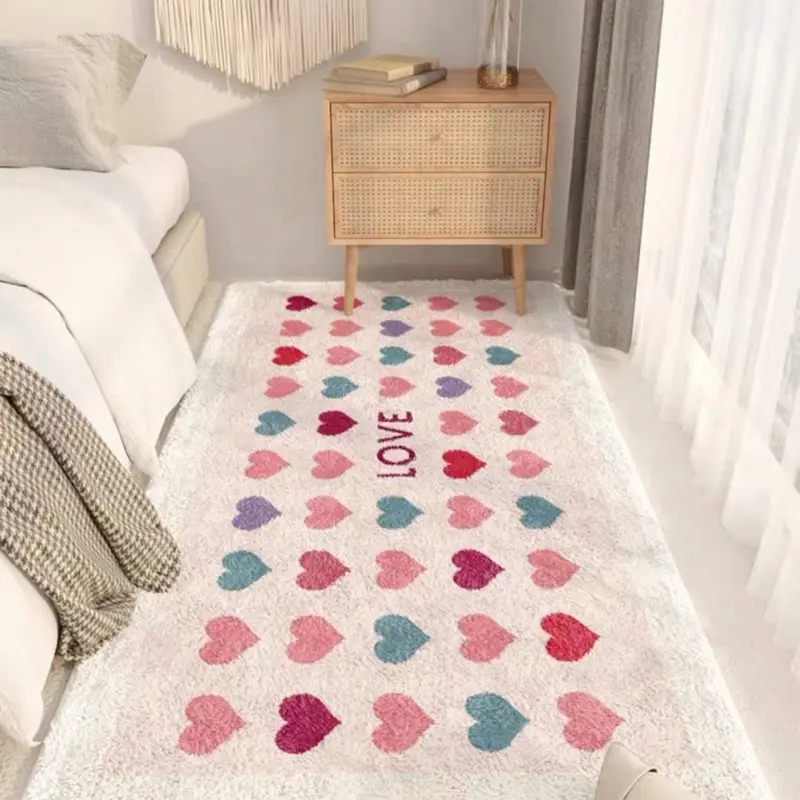 Thảm lông cừu mịn dày dặn mềm mịn đế dệt trải chân giường, decor phòng ngủ, cửa ra vào phòng khách kích thước 50x1m2 0