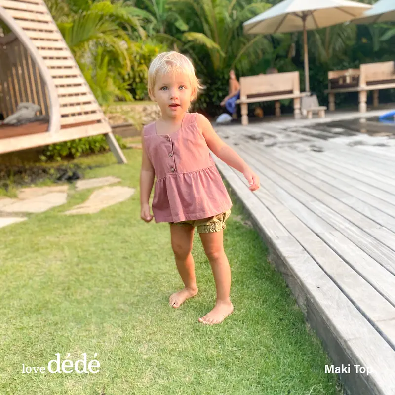 lovedede - Maki Top - Atasan Basic Bayi & Anak Perempuan Ruffle Kancing Depan 4