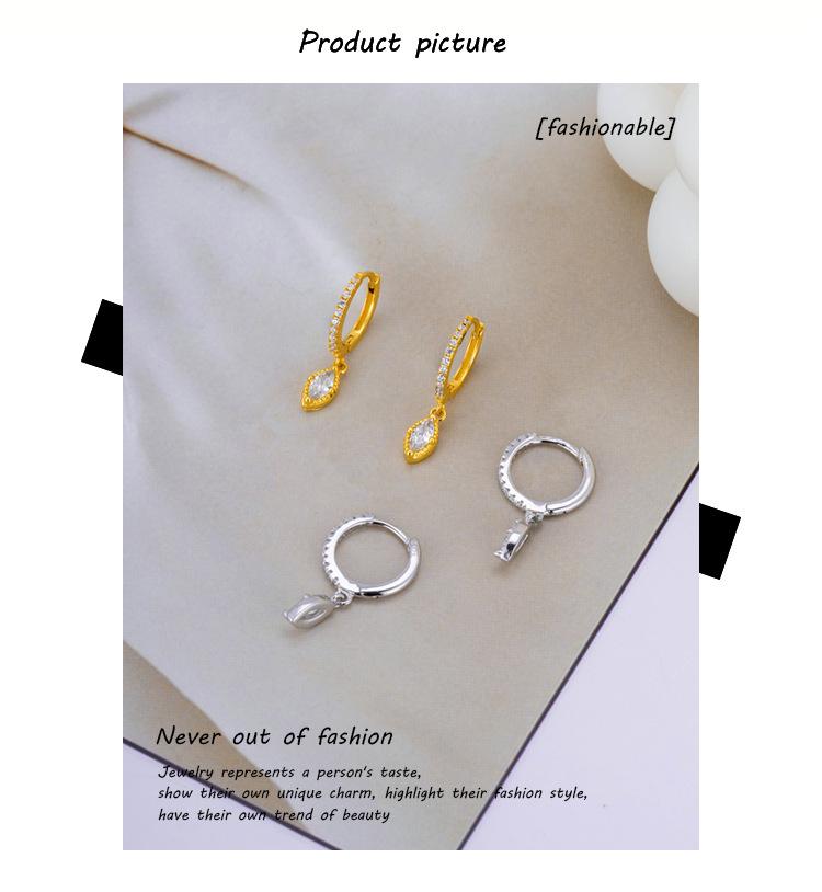 Product Introduction of Popular Classic Horse Eye Diamond Silver Earrings S925 Sterling Silver Micro-Inlaid Geometric Ellipse Pendant Ear Clip 0