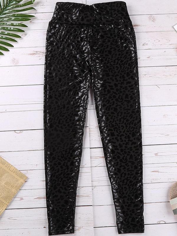 Women's Leopard Print High Waist Leggings, Fashion Casual Stretchy Skinny Pants, Women Bottoms for Summer Spring Fall 4