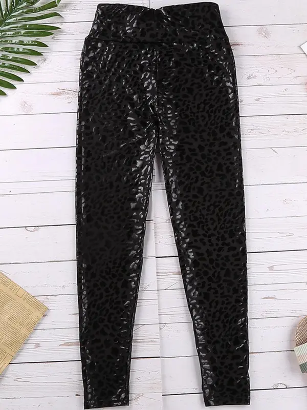 Women's Leopard Print High Waist Leggings, Fashion Casual Stretchy Skinny Pants, Women Bottoms for Summer Spring Fall 4