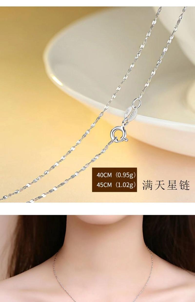 Product Introduction of S925 Sterling Silver Necklace Women's Necklace without Pendants Clavicle Necklace Non-Fading Box Thin Chain Simple Lengthened Single Chain 10