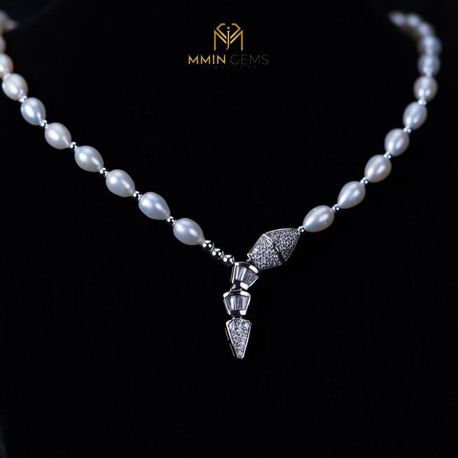 MMIN GEMS Vòng cổ Ngọc trai dáng giọt 6x9li - BLING COBRA love pearl necklaces