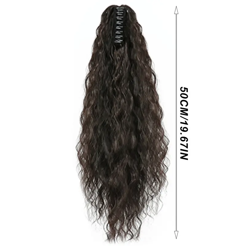 Tóc Nối Đuôi Ngựa Xoăn, Dài 22 Inch, Dành Cho Nữ, Tóc Tổng Hợp, Kiểu Kẹp Tóc Nối 8