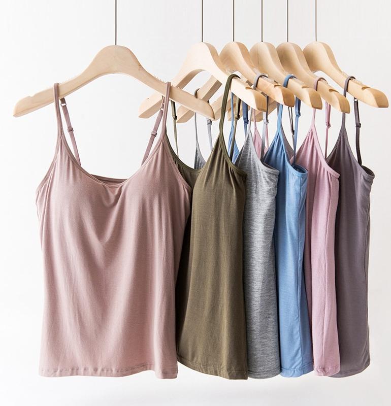 Áo hai dây nữ có đệm lót nâng đỡ vải Viscose tự nhiên thoáng mát co giãn mã VAA0093 Top Women