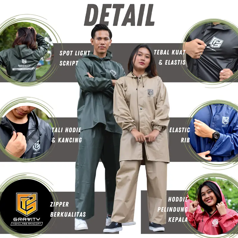 JAS HUJAN, RAINCOAT Dewasa GRAVITY Pria dan Wanita Original Anti Rembes Pvc Tahan air PVC Sepeda Motor ringan warna lain 6