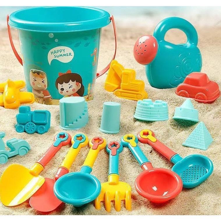 Đồ chơi xúc cát nhiều chi tiết kèm xô, đồ chơi đi biển cho bé