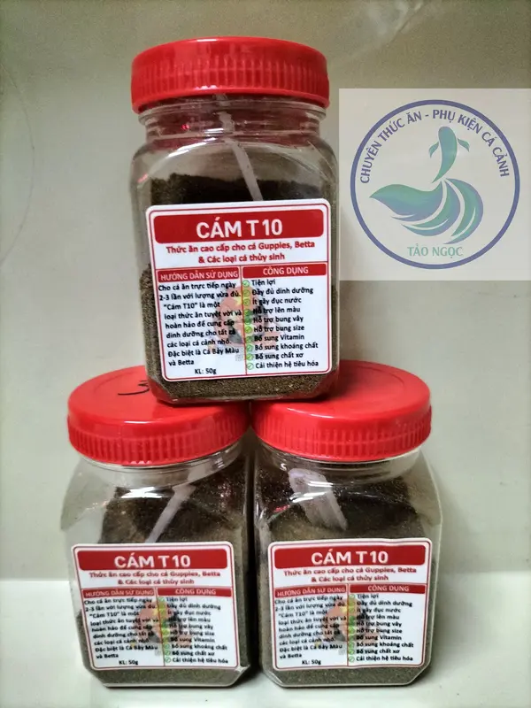 [ MUA 1 TẶNG 1] Cám trông T10 (50g) - Thức ăn cho cá Guppy, betta và các loại cá thủy sinh kích thích tăng trưởng tốt 1