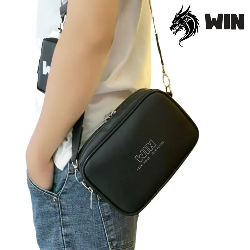 Tưng bừng SALE TẾT - MUA 2 TẶNG 1 - Túi Đeo Chéo Nam Nữ Thời Trang Màu Đen Vải Chống Nước Size 21 x 15 x 8cm - WIN BAG SAI GON 2