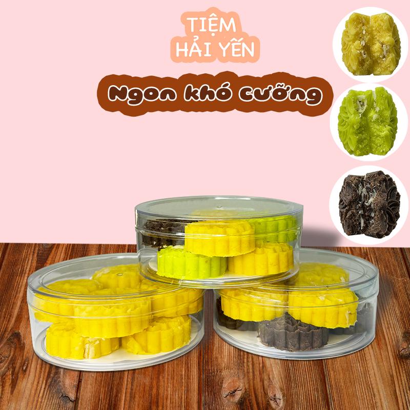 COMBO 3 hộp bánh ĐẬU XANH nhân dừa - Mỗi hộp 8 cái bánh gồm 3 loại: Hộp 8 bánh đậu xanh; Hộp 4 đậu xanh, 4 đậu đen; Hộp 4 đậu xanh, 2 đậu đen, 2 vị lá dứa Food Cake