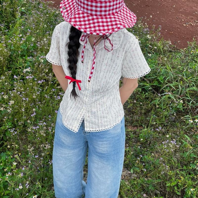 PEKOHELLO - Áo sơ mi hoa nhí form fit cổ sen - Calin Shirt