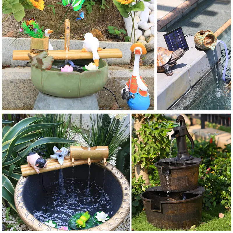 Solar Powered Fountain Pump, 1 Count Solar Fountain Pump with 6 Nozzles, Outdoor Water Feature for Bird Bath, Pond, Garden, Fish Tank 2