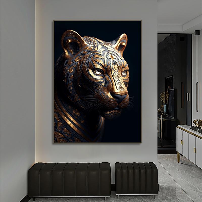 Product Introduction of Black Gold Eagle Lion Canvas Painting Metal Poster Wall Art Nordic Deer Tiger Wolf Swan Aesthetic Picture for Living Room Decor 10