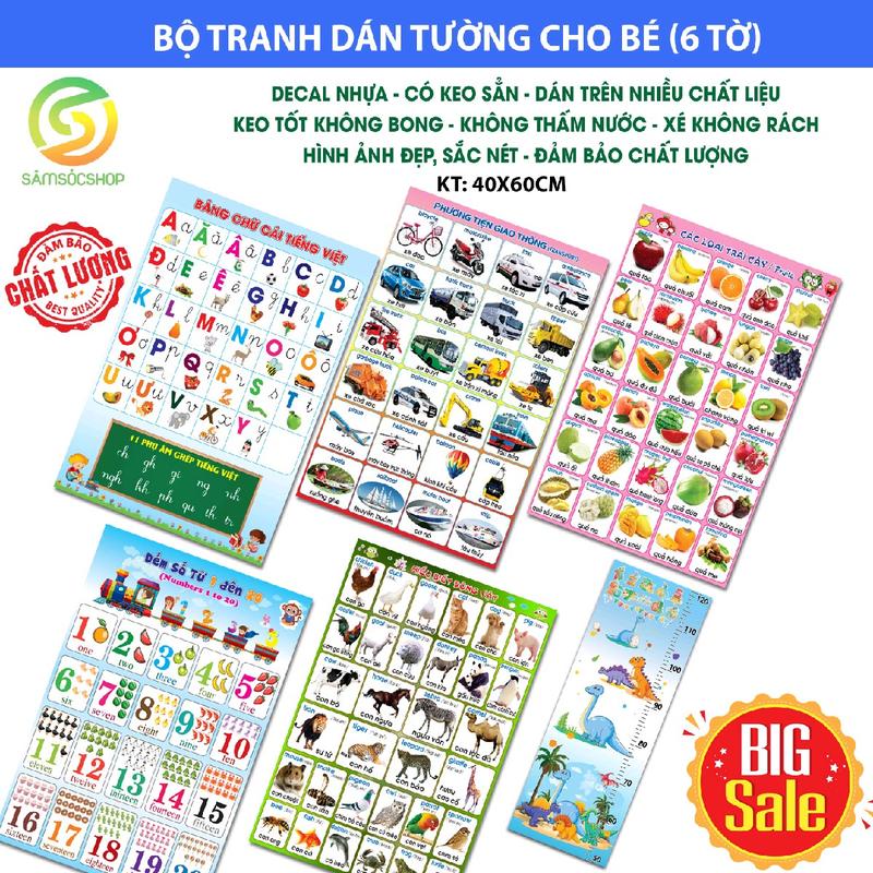 Tranh dán tường cho bé - bảng chữ cái số giao thông loại tốt decal nhựa có keo sẳn Decor
