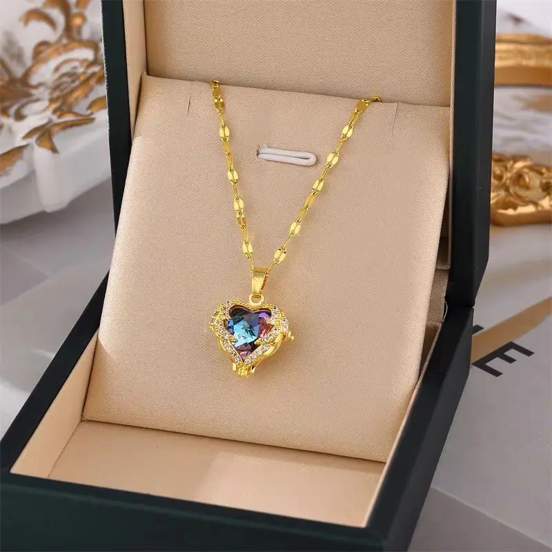 45.Kalung Titanium Wanita Model Love Ungu Anti Luntur Dan Anti Karat Simpel Elegan Korean Style Aksesoris Perempuan Harian Mewah Perhiasan Cewek Korea Terbaru choker rose gold 5