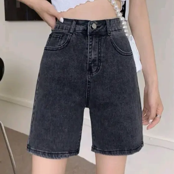 Quần ngố bò hàng đẹp dáng rộng siêu hot - Quần jeans bò nữ Women Pants Xám