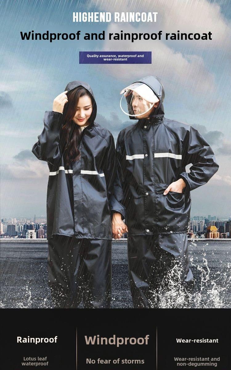 Product Introduction of [2025 Hot Sale] High Quality New Hot Sale Large Raincoat Rain Pants Suit Full Body Split Waterproof Men Raincoat Loose Reflective Electric Car Motorcycle Double Layer Slim Thickened Rainproof 5