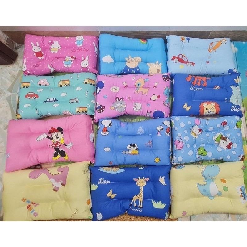 Gối nằm cho bé, gối dành cho bé trai bé, bé gái 2 tuổi trở lên, gối massage ruột bông kháng khuẩn chống xẹp kích thước 35x50 - giao màu ngẫu nhiên