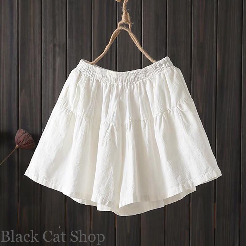 Quần giả váy chất vải đũi cực đẹp Nữ Voi Voan Women Đen Bo Chun 4