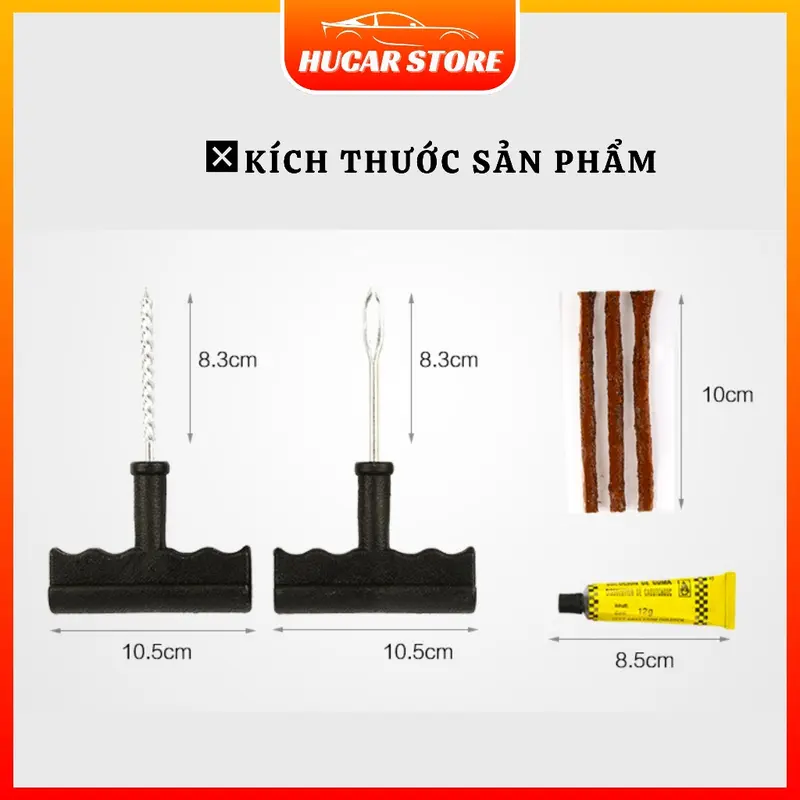 Bộ dụng cụ vá săm lốp không ruột xe máy ô tô khẩn cấp, vá dùi lụi vỏ xe máy ô tô dự phòng tiết kiệm tiện lợi Hucar 5