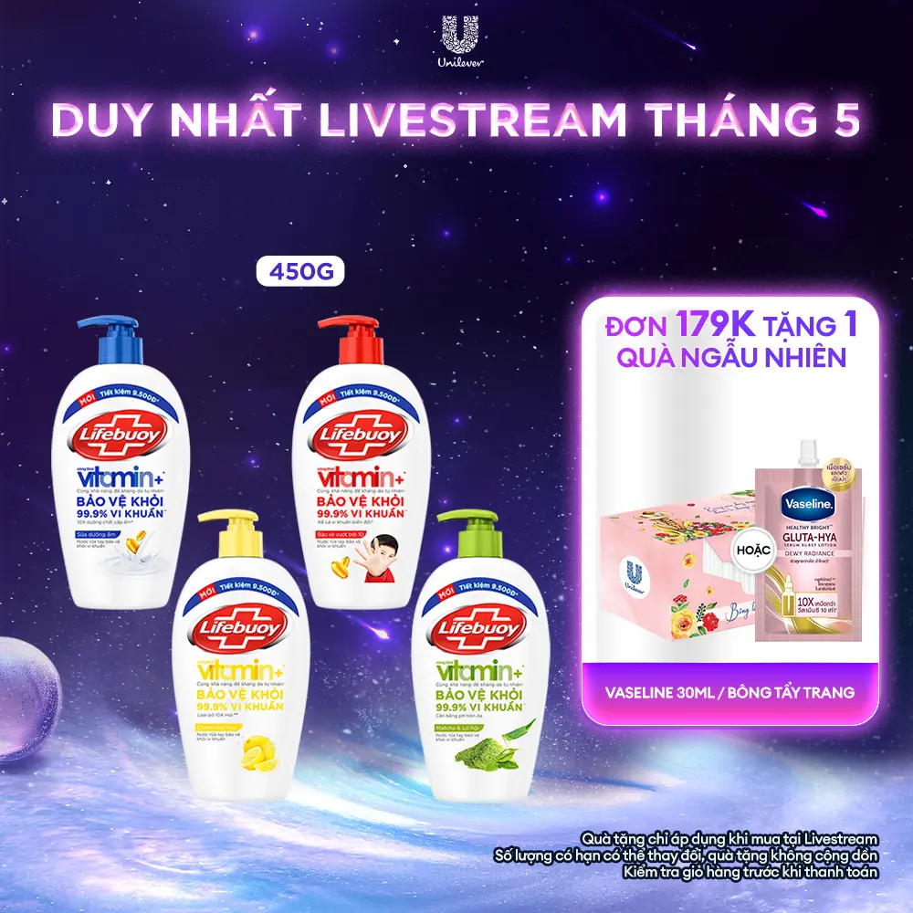 Nước Rửa Tay Lifebuoy Công thức Vitamin+ Hỗ Trợ Bảo Vệ Vượt Trội 10 450g/Chai [1]