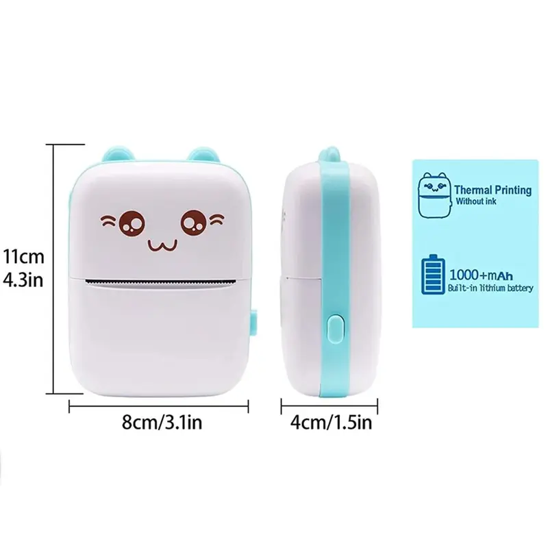 Portable Mini Thermal Printer, 1 Count Instant Photo Printer With 10 Rolls Paper, Small Bluetooth-compatible Wireless Multi-purpose Photo Printer, Back to School Essentials, Stocking Fillers Gift 5
