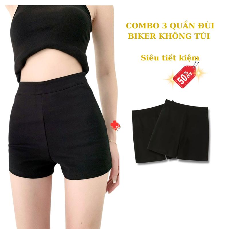 Combo 3 quần short đùi biker ôm body thể thao thoáng mát QĐ001CB3  Sport Cotton Tập Thể Dục Tập Yoga