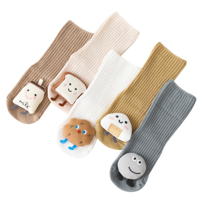 YIG8   1 Pair Cartoon Baby Socks Children Breathable Knee Length Socks Solid Color Non-slip Floor Walking Socks Cotton Stocking 3