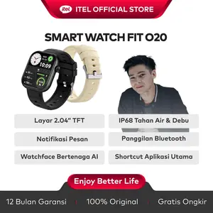 [Exclusive arnoldleonard0508 +Free Strap] itel Smart Watch ISW-O20 AI Watch Face | Pemantau Kesehatan 24 Jam | Panggilan BT | Layar HD 2.04" | Tahan Air IP68