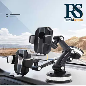 Holder hp mobil one Button 4 in 1 NC61 HD61 HD-61 Dudukan handphone universal  untuk pemasangan di dashboard kaca meja lemari bisa potrait landscape 360 derajat RS Car