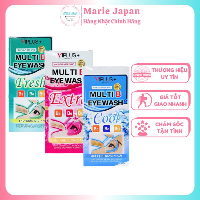 Nước Rửa Mắt VIPLUS+ Multi B Eye Wash Chai 300ml - TẶNG MẶT NẠ XÔNG HƠI MẮT Lens