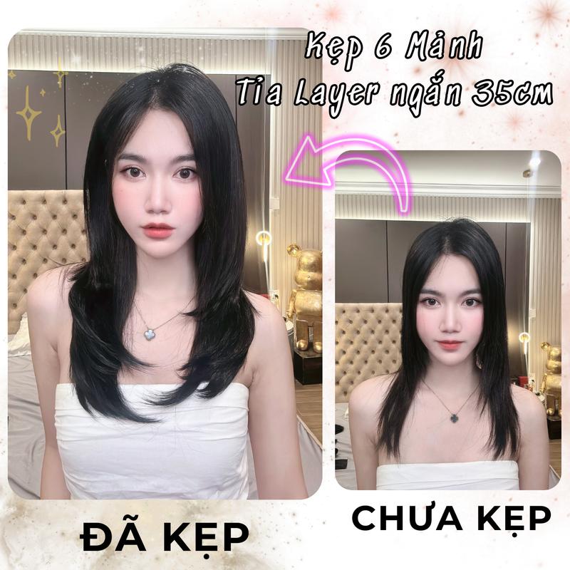(Hàng Mới) Tóc kẹp 6 mảnh tỉa Layer ngắn 35cm tơ hàn tóc giả 6 phím YD6MTL Women