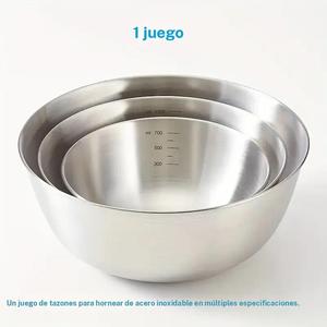 Juego de 3 Bolsas para Mezclar de Acero Inoxidable, Duraderas y Seguras para Alimentos, Ideales para Cocinar, Hornear y Servir, Perfectas para Fiestas y Uso Diario